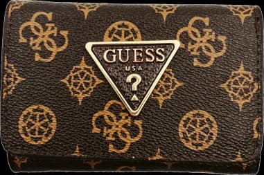 Guess brown monogram wallet in faux leather with triangle logo