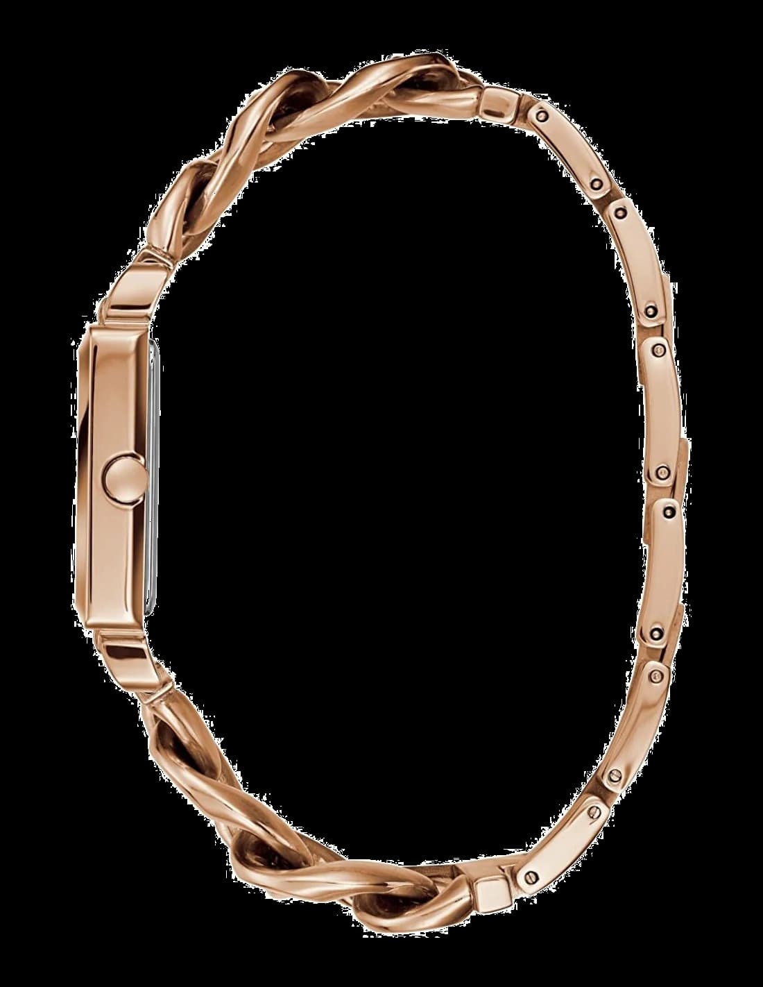 Gros plan sur le cadran or rose de la Guess W1029L3