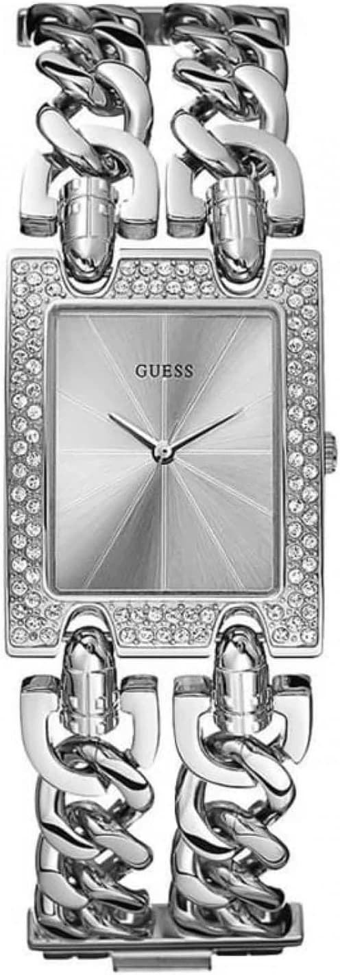 Guess W1121L1 montre femme, cadran argenté, bracelet acier heavy metal