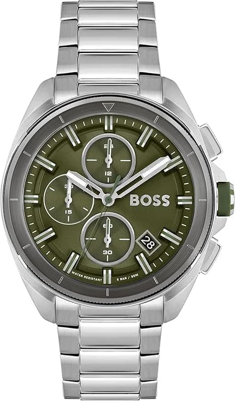 Hugo Boss 1513951 montre homme, cadran vert et bracelet acier