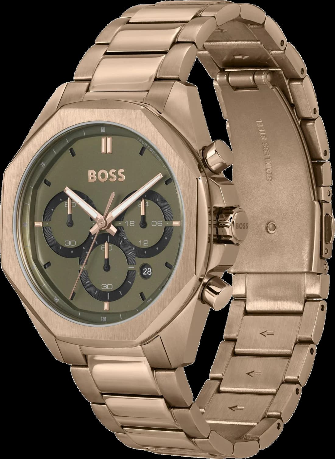 Gros plan sur le cadran vert de la Hugo Boss 1514019