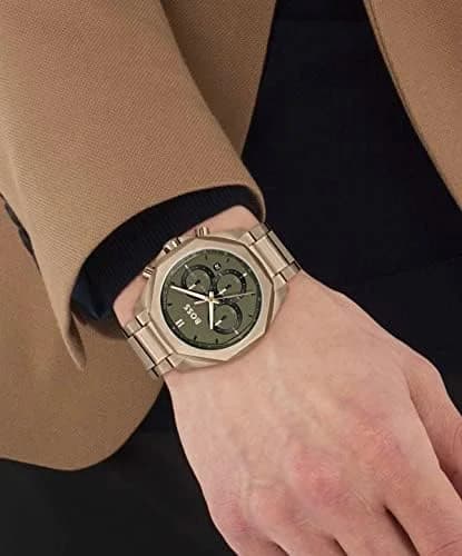 Montre Hugo Boss Cloud Bronze 1514019 cadran vert olive bracelet acier doré rose vue 6