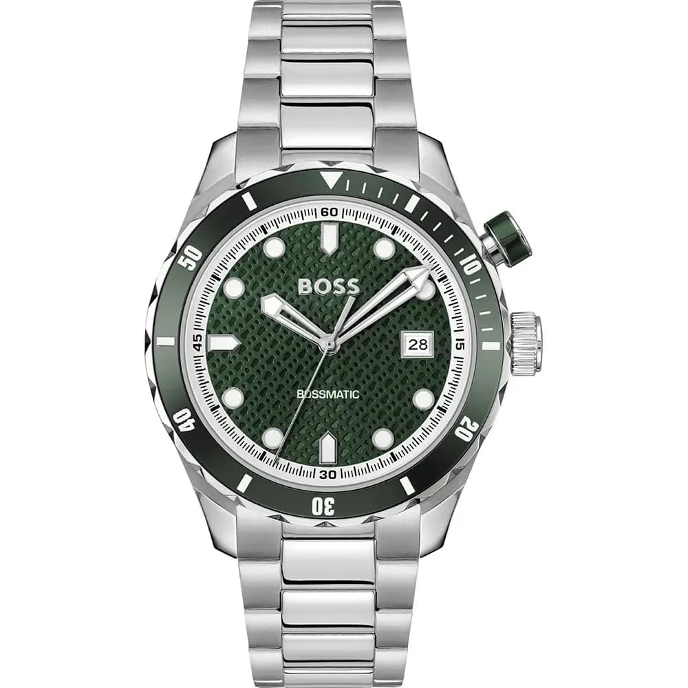 Hugo Boss 1514178 montre homme, cadran vert, bracelet acier