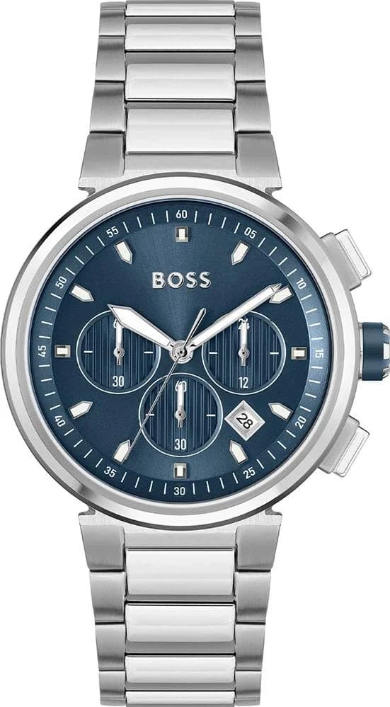 Hugo Boss 1513999 montre homme, cadran bleu sur bracelet acier