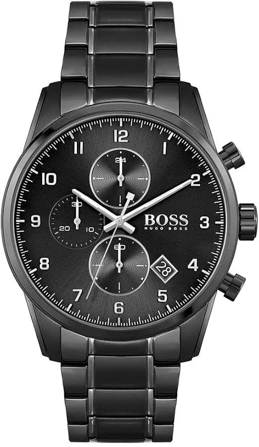 Hugo Boss 1513785 montre homme, bracelet acier, cadran noir classique