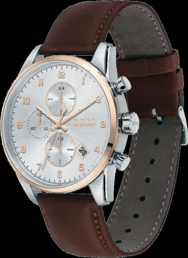 Gros plan sur le cadran argent de la Hugo Boss 1513786