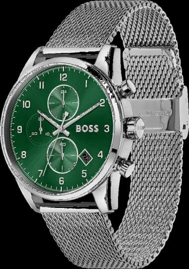 Gros plan sur le cadran vert de la Hugo Boss 1513938