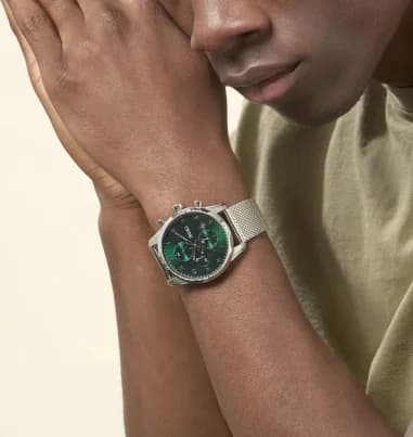 Montre Homme Hugo Boss Skymaster 1513938 cadran vert bracelet maille milanaise vue 5