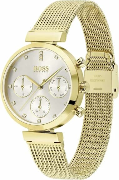 Hugo Boss 1502552 Flawless Gold Stainless Steel Milanese Mesh Watch vue 3