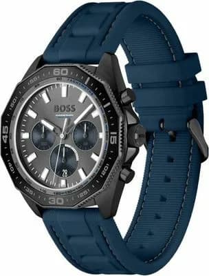 Gros plan sur le cadran noir de la Hugo Boss 1513972