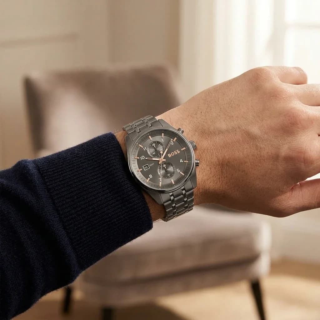 Hugo Boss 1514153 Skytraveller Brushed Grey Steel and Black Dial Watch vue 5