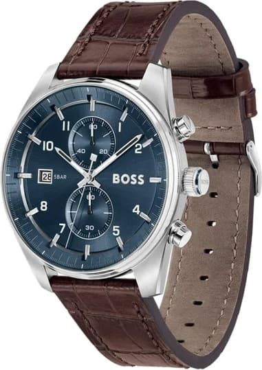 Gros plan sur le cadran bleu de la Hugo Boss 1514194