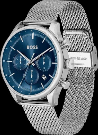 Gros plan sur le cadran bleu de la Hugo Boss 1514052