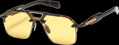 Jacques Marie Mage Silvertone Aviator Yellow/Black Aluminum Magnesium Sunglasses