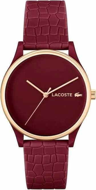 Lacoste 2001283 montre femme, cadran rouge, bracelet silicone
