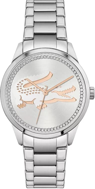 Montre Femme Lacoste Ladycroc 2001189 bracelet acier argenté cadran incrusté de strass