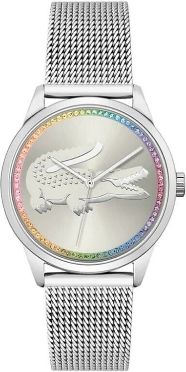 Montre Femme Lacoste Ladycroc 2001259 bracelet acier maille milanaise cadran incrusté de strass
