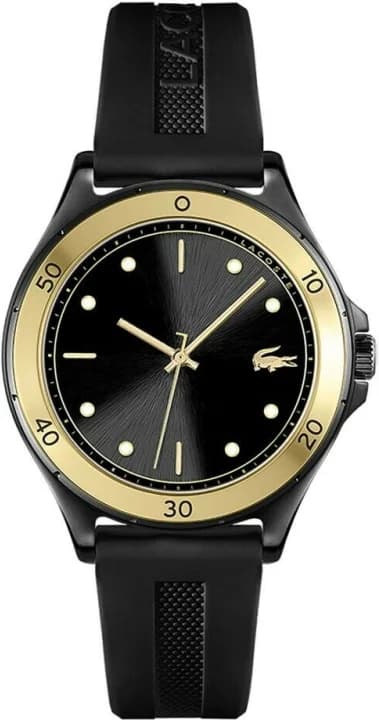 Lacoste 2001223 montre femme, au cadran noir et bracelet silicone noir