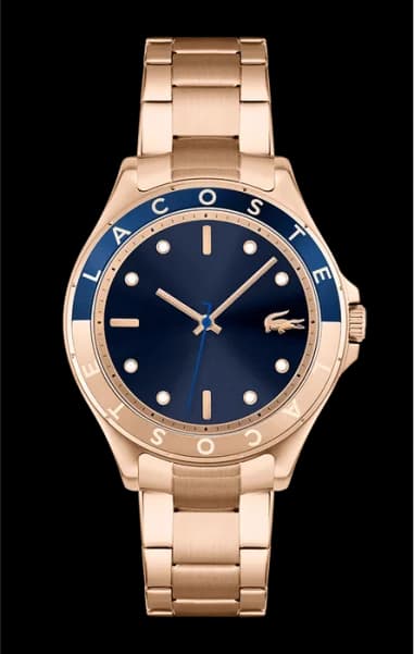 Lacoste 2001268 montre femme, cadran bleu avec bracelet acier or rose