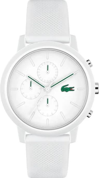Lacoste 2011246 montre homme, au cadran blanc et bracelet silicone blanc