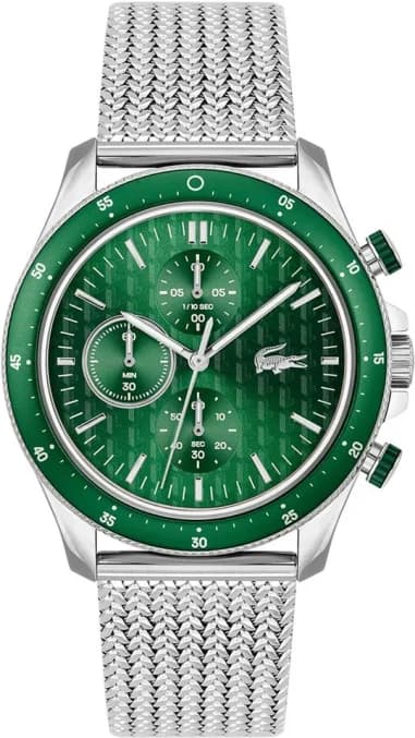 Lacoste 2011255 montre homme, au cadran vert et bracelet acier argenté