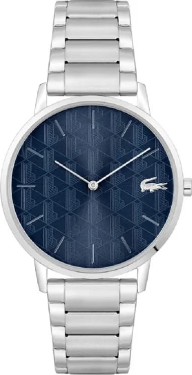 Lacoste Crocorigin Men's Watch 2011305 Silver Steel Bracelet Blue Dial