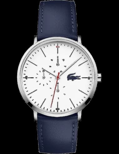 Montre Lacoste 2010975 Bracelet Cuir Bleu et Cadran Blanc Multifonctions