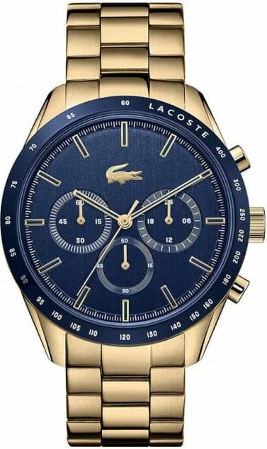 Lacoste 2011096 montre homme, cadran bleu sur bracelet acier doré
