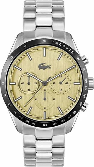 Lacoste 2011271 montre homme, cadran doré élégant sur acier argenté