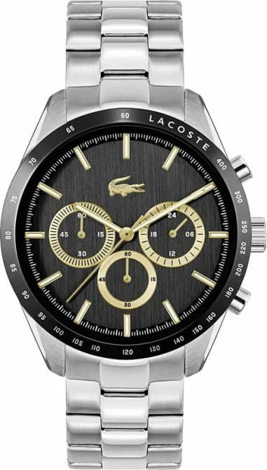 Lacoste 2011272 montre homme, acier argenté, cadran noir multifonctions