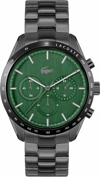 Montre Lacoste Boston 2011270 en Acier Noir et Cadran Vert Multifonctions
