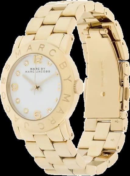 Gros plan sur le cadran blanc de la Marc Jacobs MBM3056