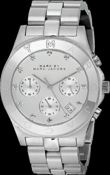 Marc Jacobs MBM3100 Chronograph Stainless Steel Watch with Stone Indexes
