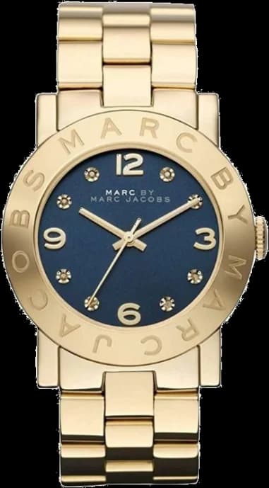 Marc Jacobs MBM3166 montre femme, cadran bleu, bracelet acier plaqué or