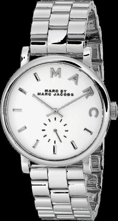 Montre Marc Jacobs MBM3242 en acier poli avec cadran blanc