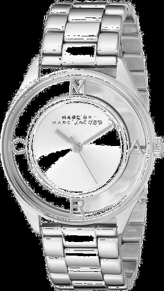 Marc Jacobs MBM3412 montre femme, argenté avec cadran transparent et gris électrique