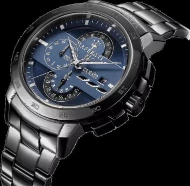 Maserati R8873619001 montre homme, cadran bleu et bracelet acier noir
