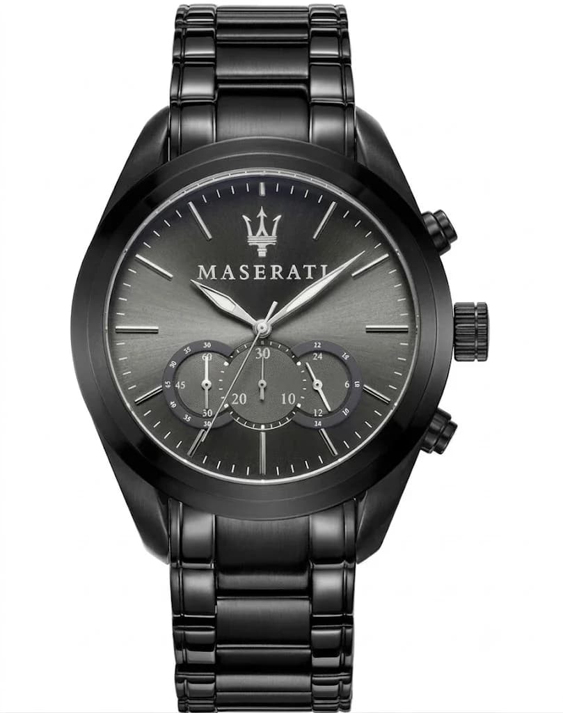 Maserati R8873612002 montre homme, cadran noir, sur bracelet acier noir mat