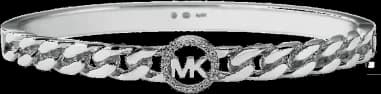 Michael Kors MKC1381AN040M montre femme, bracelet jonc coeur pavé cristaux argent 925