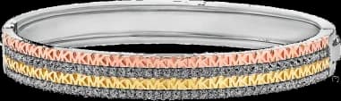 Michael Kors MKC1578AN998 montre femme, bracelet jonc monogramme tricolore argent plaqué or