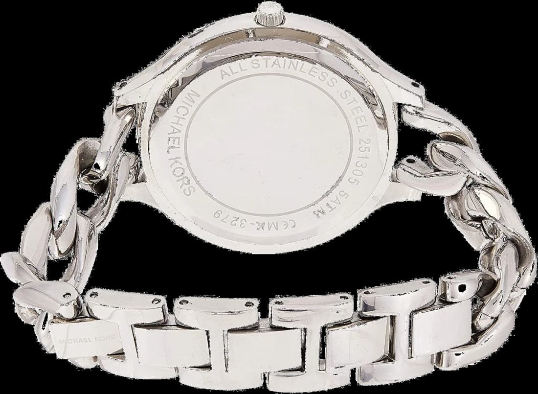 Gros plan sur le cadran argent de la Michael Kors MK3279