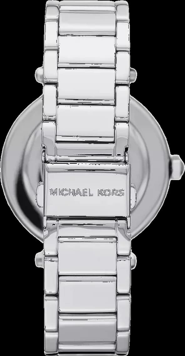 Gros plan sur le cadran argent de la Michael Kors MK6658