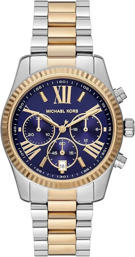 Michael Kors MK7218 montre femme, au cadran bleu et maillons argentés