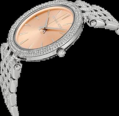 Gros plan sur le cadran rose de la Michael Kors MK3218