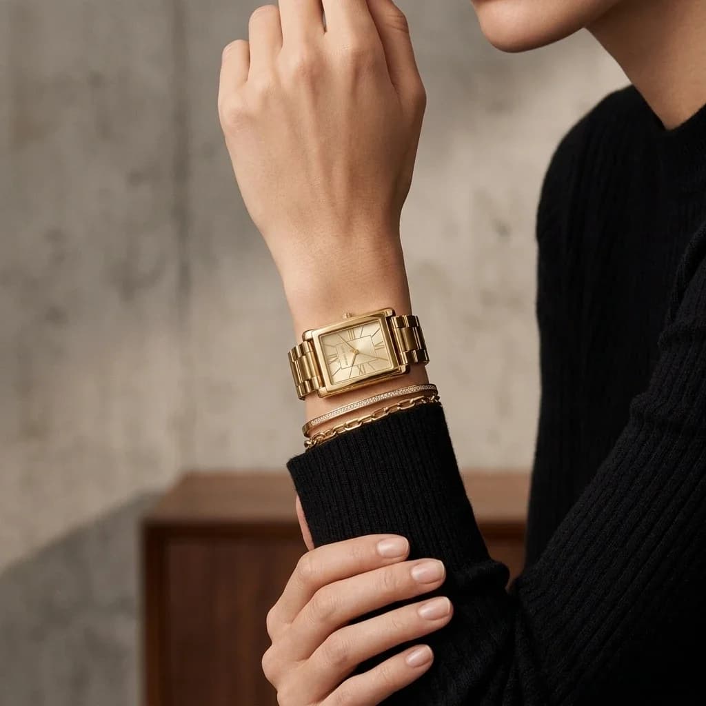Michael Kors Essex MK4904 women's gold watch, maillons acier strap vue 5