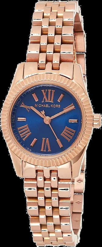 Michael Kors MK3272 montre femme, cadran bleu, bracelet acier or rose