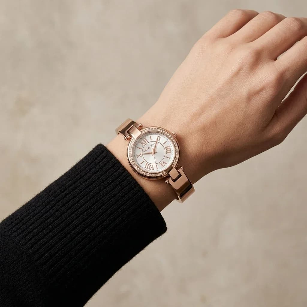 Michael Kors MKO1111 côté fond de boîtier or rose