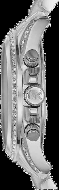 Gros plan sur le cadran argent de la Michael Kors MK5165