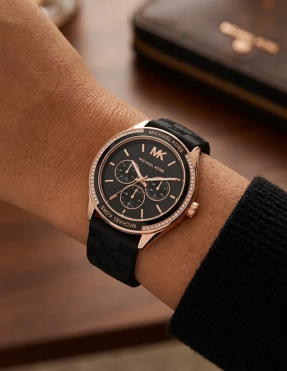 Montre Michael Kors Jessa MK7266 multifonction bracelet en silicone noir vue 5