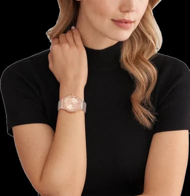 Montre Michael Kors Lennox MK7336 cadran or rose bracelet en maille milanaise vue 5